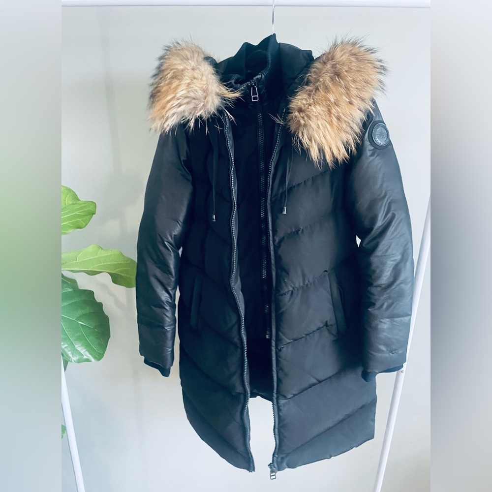 Rudsak Black Winter Puffer Jacket with Raccoon Fur Hood Black Size XS